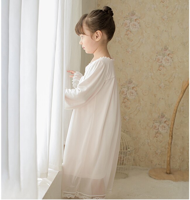Camisones de princesa Lolita para niños y niñas, ropa de dormir de gasa con lazo, Vintage, de malla