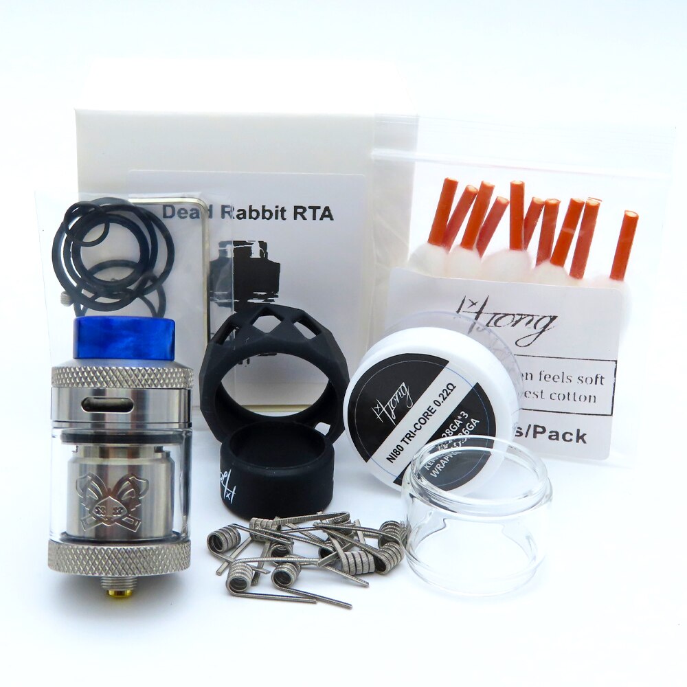 ZHISHUO Dead Rabbit RTA Tank 25mm Rebuildable Dripping Atomizer Single Dual Coil with 810 Drip Tip 24mm Vaporizer e cigarette: Silver-Coils-Cotton