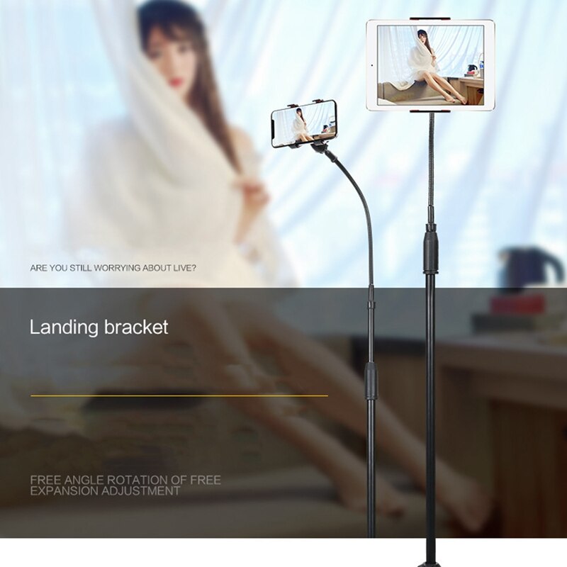 Triple-cornered Stand, Floor-Mounted Mobile Phone Stand,Standing Hose Tripod, for Live Broadcast, Watching TV, Video