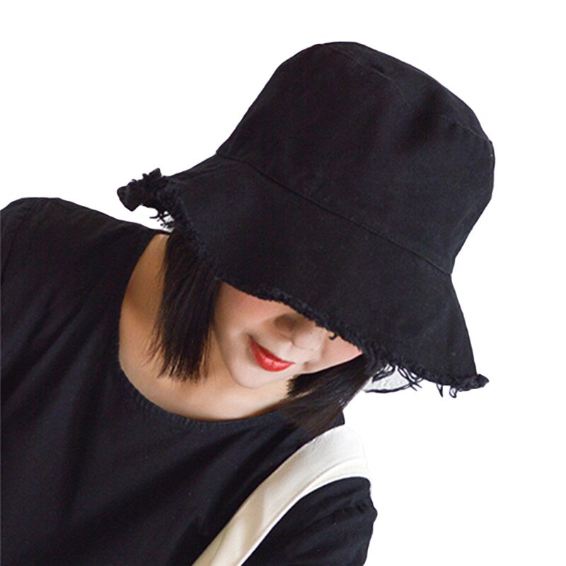 Fisherman bucket lue lue for strand sport unisex casual lue frynsete sommer solhette kanter servant lue sammenleggbar vaskbar lue