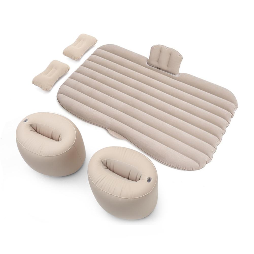 Car Inflatable Bed SUV Car Mattress Rear Row Car Travel Sleeping Pad Off-road Air Bed Camping Mat Air Mattress&Two Air Pillows: Beige