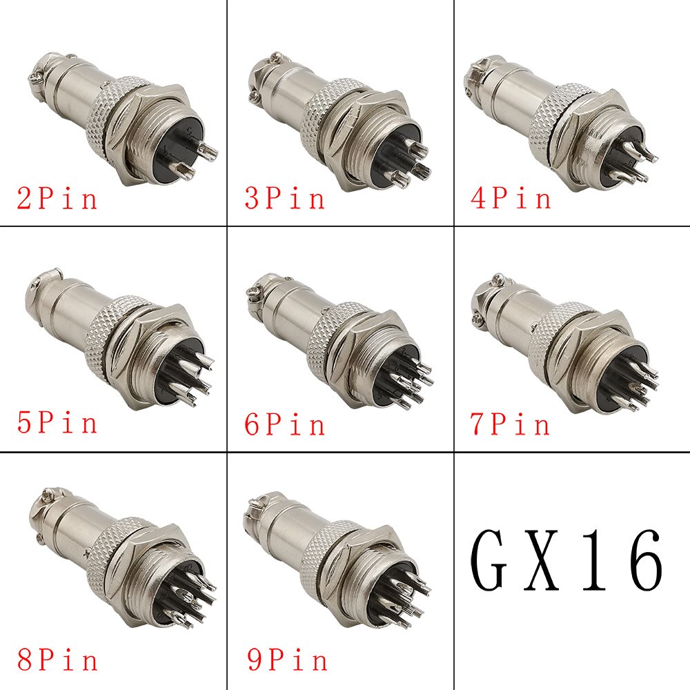 1 pièces GX16 2P 3P 4P 5P 6P 7P 8 broches mâle et femelle connecteur d'aviation circulaire GX 16 connecteurs de panneau de fil d'aviation