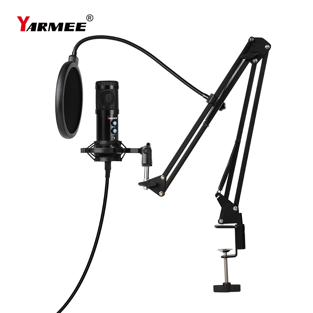 Yarmee datamaskin usb mikrofon for pc bærbar datamaskin bruk i sangopptak møte armstativ for mikrofon