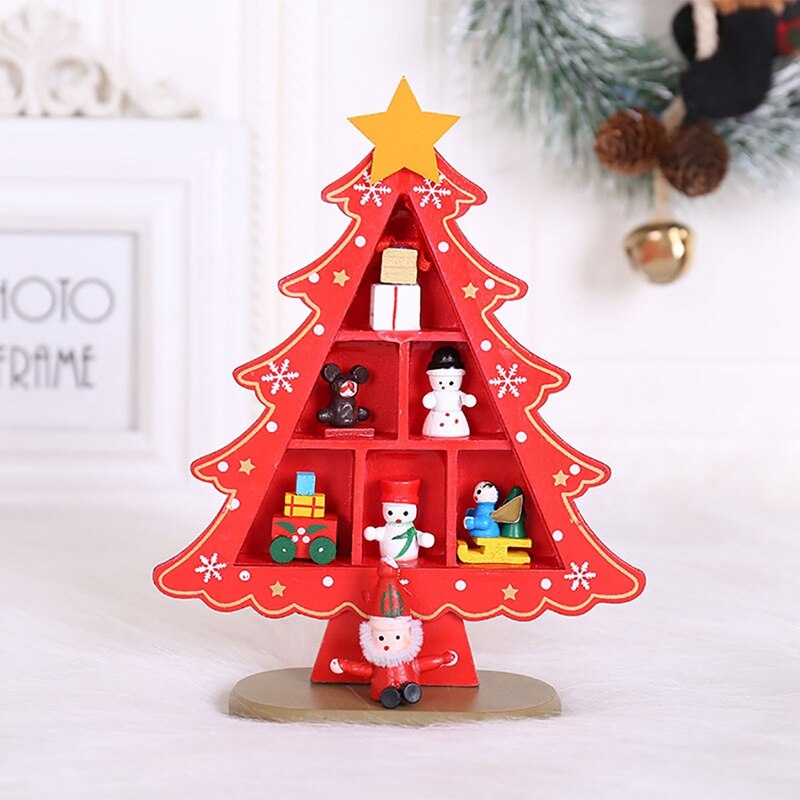 Ornement de Table de noël 18cm, faux arbre de noël, bureau en bois, disposition de la scène de l'arbre de noël en 3D