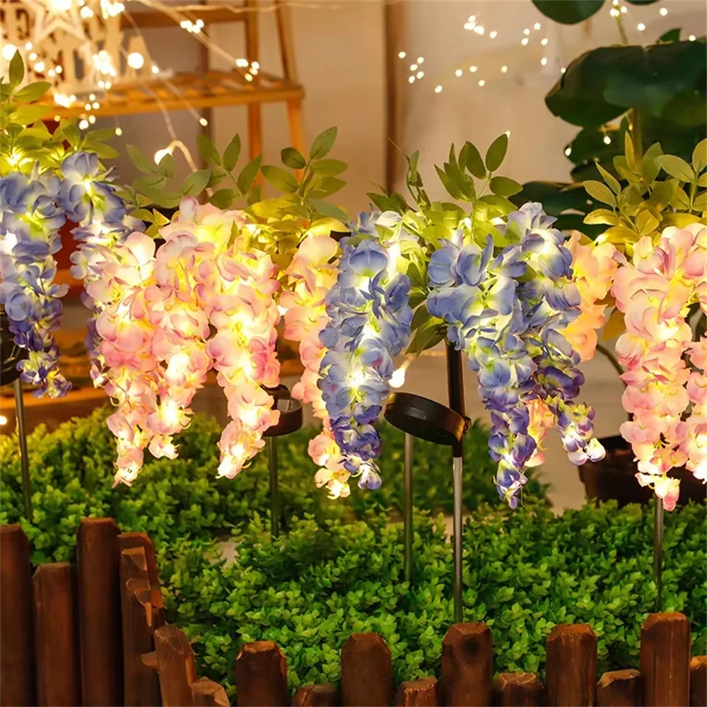 Lampes solaires de jardin extérieures, 4 Branches, lumières de fleurs pour l'extérieur, 2 Modes, décoration de jardin étanche pour cour, Patio, allée, arrière-cour