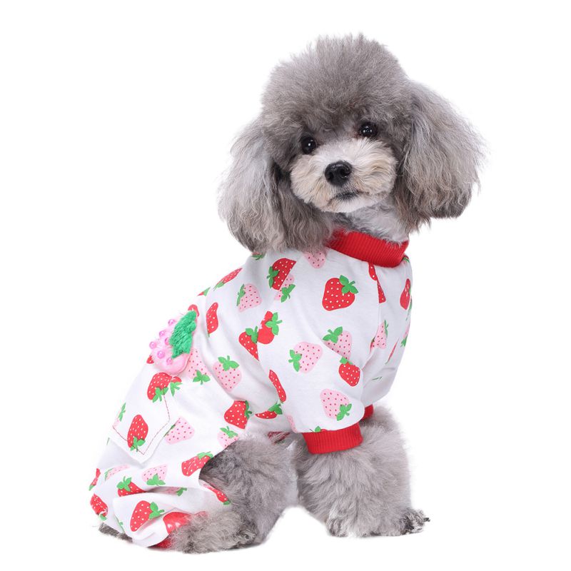 Honden Katten Katoen Vlekken Leuke Kleding Pyjama Pet Patroon Aardbei Pyjama Vis Zomer Huisdier Qgnv