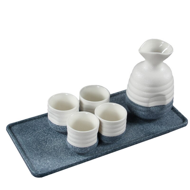 Bouteille de saké japonaise en céramique émaillée flocon de neige, pot chaud à vin, plateau, fiole en poterie, tasses, service à saké, service à vin blanc chinois