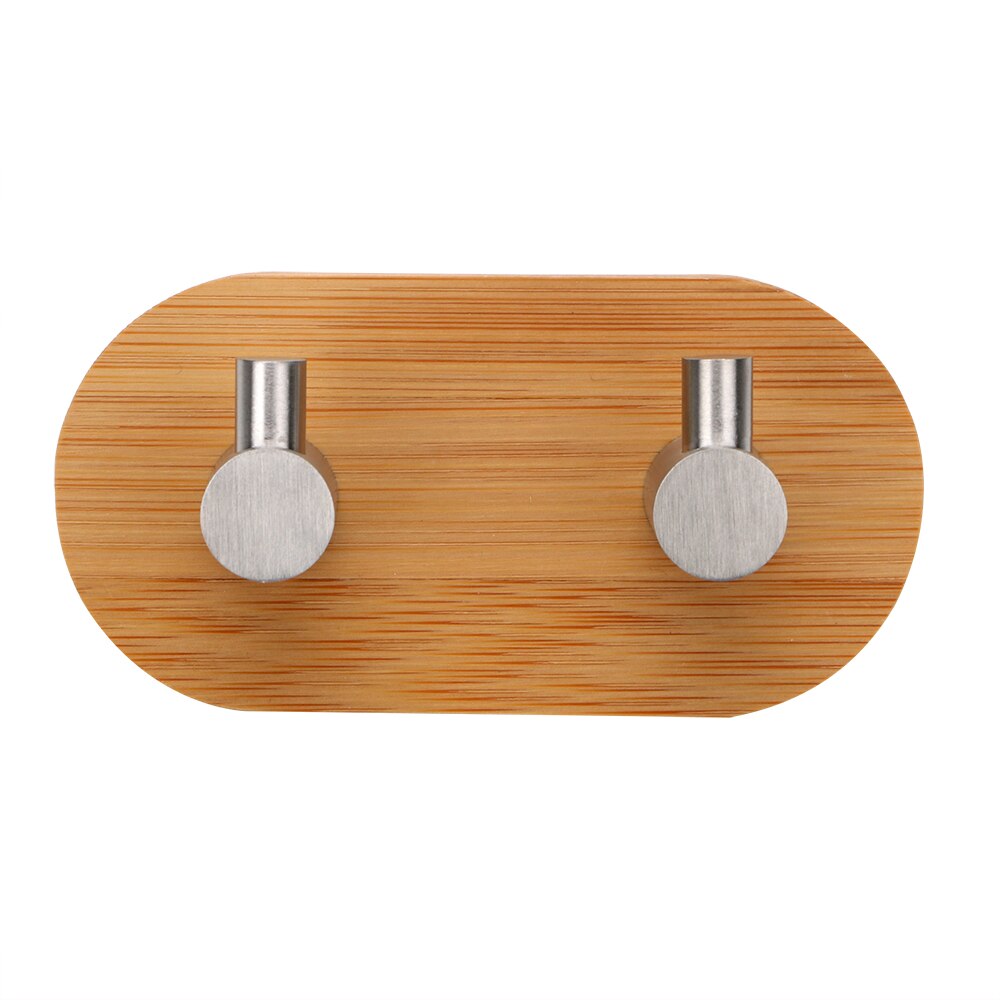 Home Storage Key Hanger Organization Bamboo Stainless Steel Hooks Self Adhesive Kitchen Gadgets: 2 HOOKs