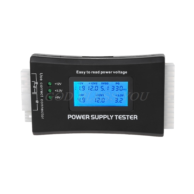 Lcd Pc Computer 20/24 Pin 4 Psu Atx Btx Itx Sata Hdd Power Supply Tester