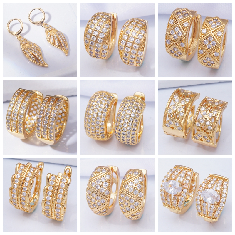 Yunkingdom Mode Clear Crystal Cz Kleine Hoop Oorbellen Voor Vrouwen Wit Goud Kleur Bloem Sieraden X0215