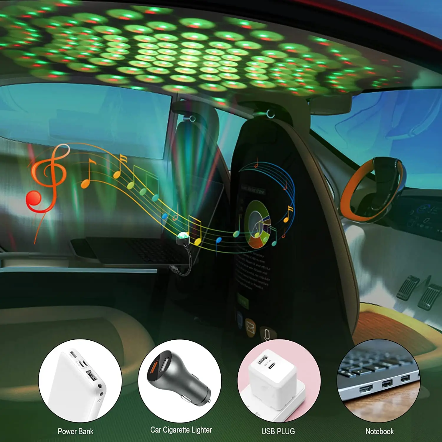 Dj-belysning ljudfest auto usb mini discokula lampor rgb flerfärgad bilatmosfär rumsdekorationer lampa magiskt stroboskopljus