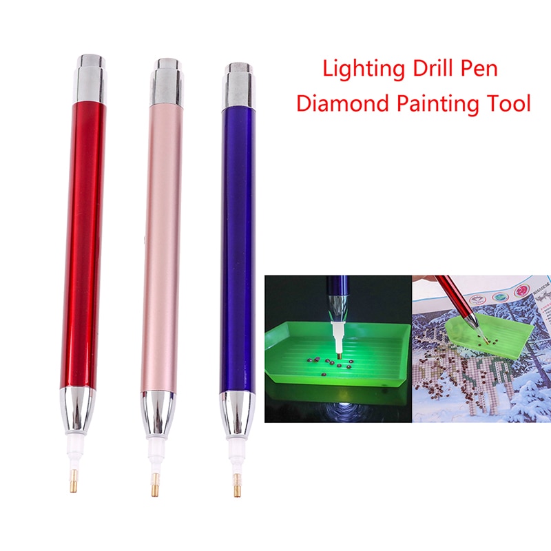 1 stk diamant maleri værktøj punkt bore pen belysning diamant penne 5d maleri med diamanter tilbehør