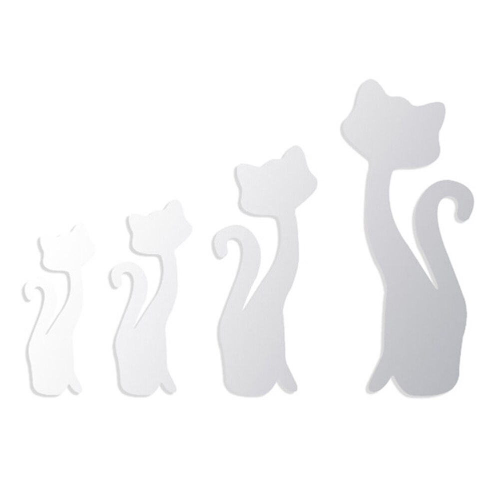 Adesivi murali specchio rimovibile a forma di quattro gattini adesivi decorazione soggiorno telecamera da letto decorazioni per la casa forniture per decorazioni di moda: argento