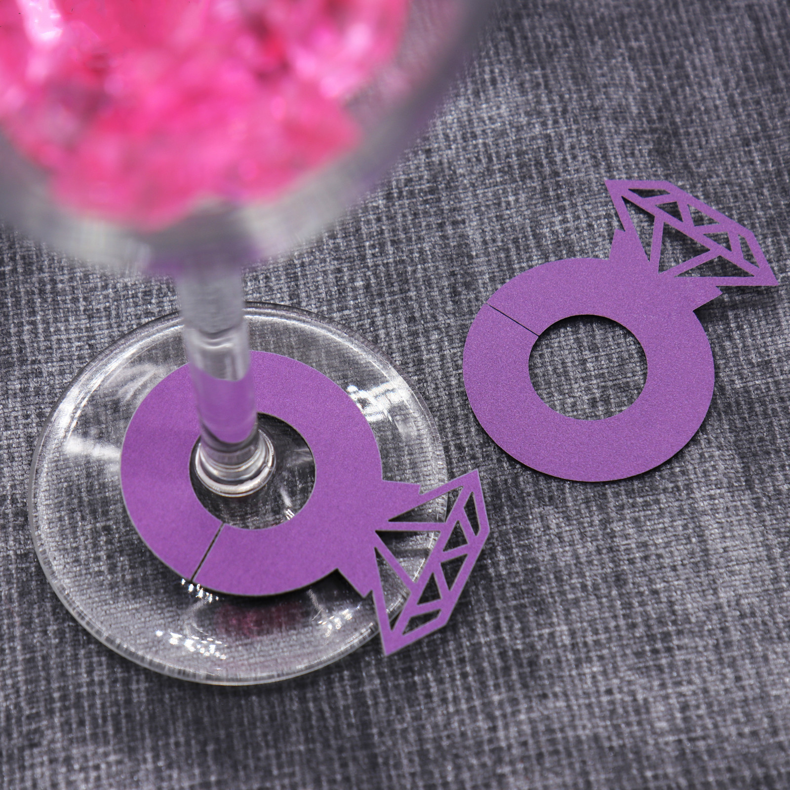 50pcs Diamond Ring Wedding Wine Cup Paper Card Table Decor Engagement Shower Bachelorette Party DecorationTool