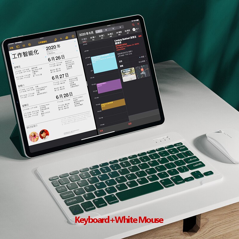 Klawiatura i mysz Bluetooth uniwersalna klawiatura telefonu dla ipada Samsung tabela bezprzewodowa klawiatura myszy akumulator Ultra cienki: one set dark green