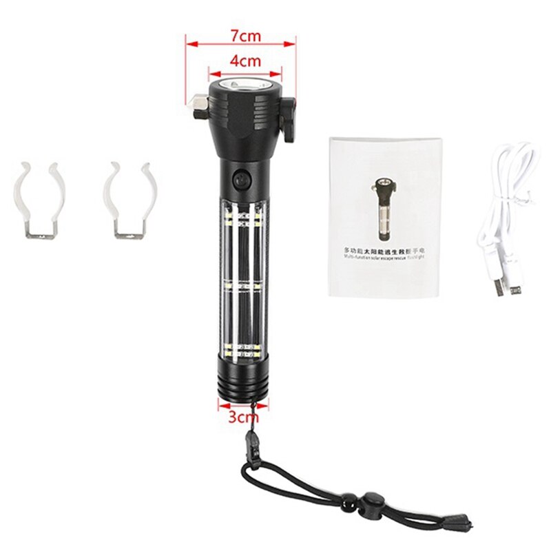 Car LED Flashlight Solar Power Emergency Multifunctional for Jeep Wrangler JL JLU