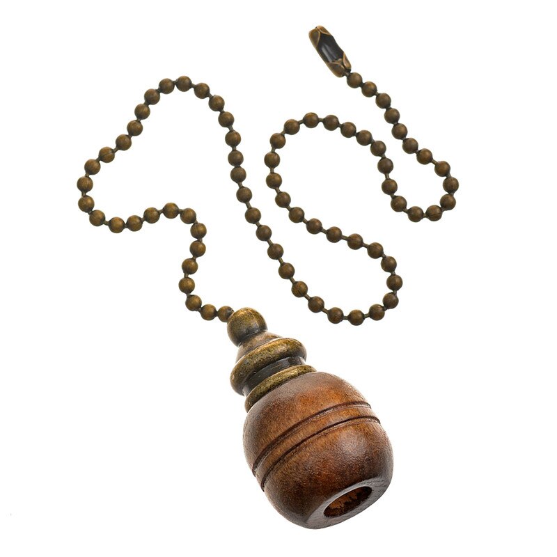2 piezas Cadena de tirón de ventilador decorativa 12 pulgadas cadenas de tracción extensión bronce con perilla de madera Natural colgante para iluminación ventilador de techo: Style 4