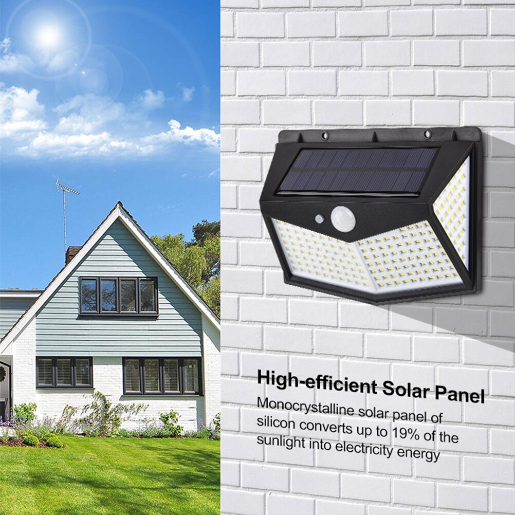 Three Sides Solar Powered Outdoor Light Motion Sensor Security Lamp Wall Lights for Garden Yard Driveway