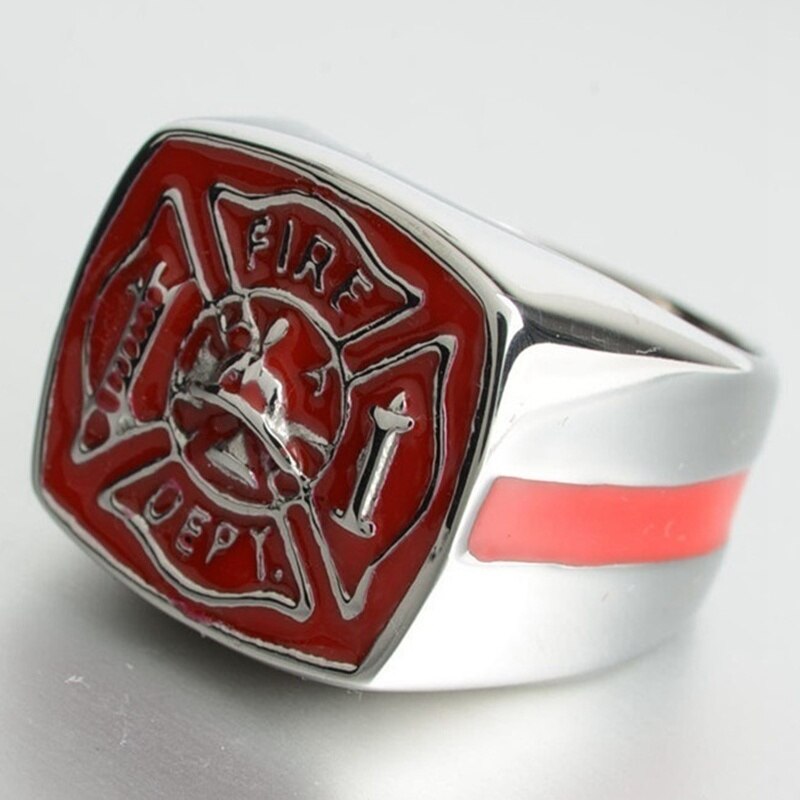 Bague de pompier américain pour hommes, anneau en métal plaqué argent, accessoires bijoux de fête, nouvelle tendance