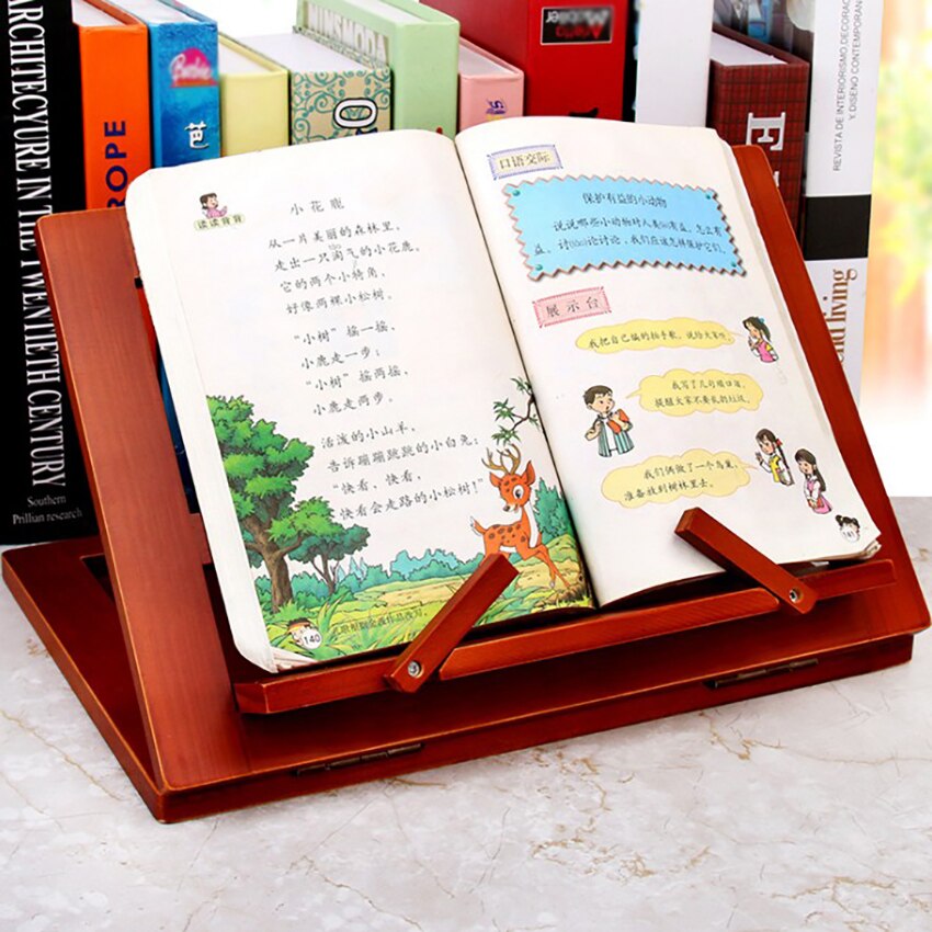 Adjustable Wooden Reading Bookend Multi-function Portable Stand Holder Book Clip Reading Rack Bookends For Student Desk Reading