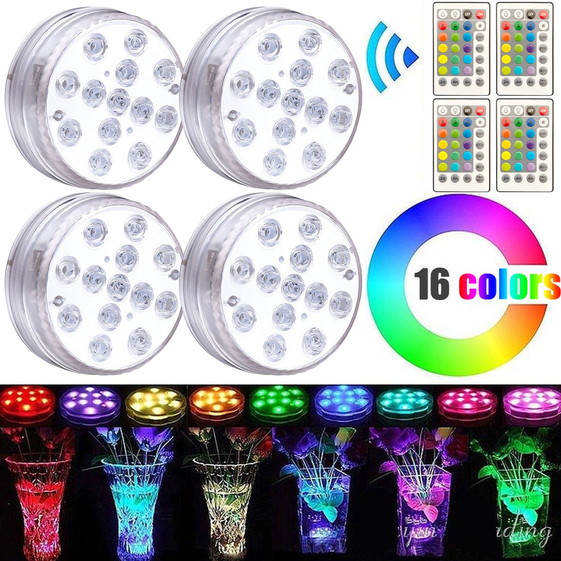 13 Remote Controlled RGB Underwater Submersible Lights Led Outdoor Lamp With Magnet For Wedding Party Vase Bow Fish Tank Pond