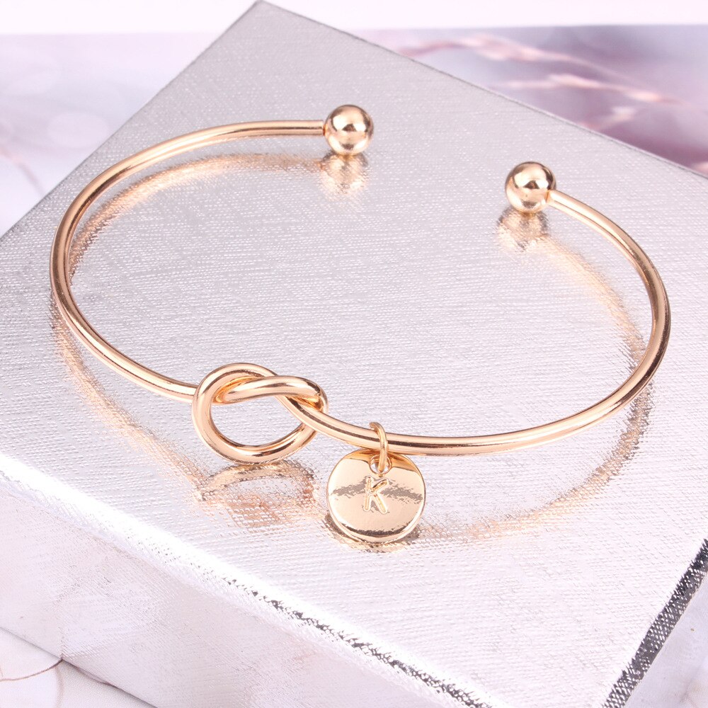 Bracelets Bangles Zinc Alloy Minimal Metal Knotted Bracelet Letter Open Bracelet Jewelry Accessories Christmas Jewelry: Gold K