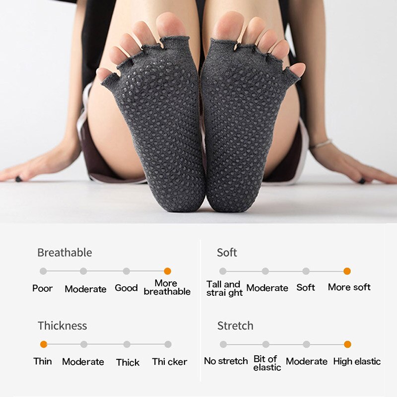 Women Yoga Backless Five Toe Anti-Slip Ankle Pilates Fitness Gym Ladies Sports