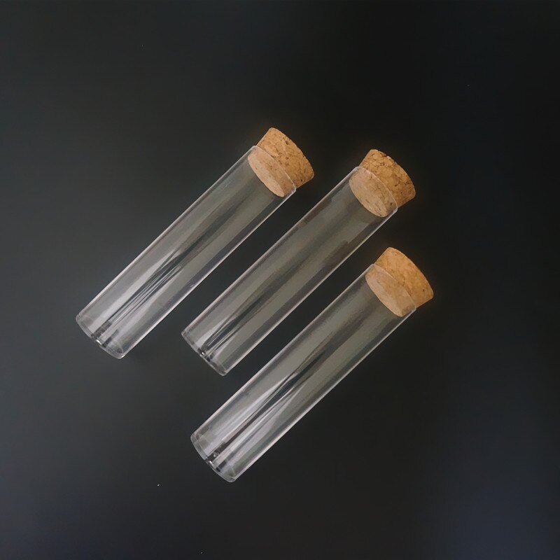 10 Stks/pak 25X95Mm Vlakke Bodem Clear Plastic Reageerbuis Ttransparent Test-Tube Thee Verpakking Buis Met kurk