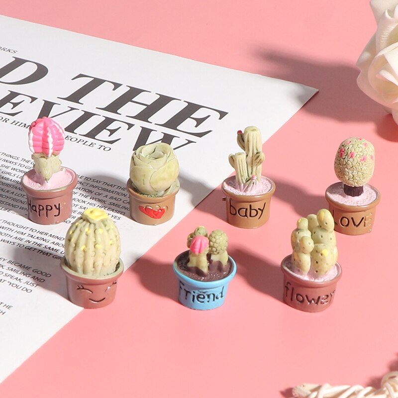 7Pcs 1:12 Poppenhuis Mini Vetplant Mini Boom Potplanten Voor Poppenhuis Decor