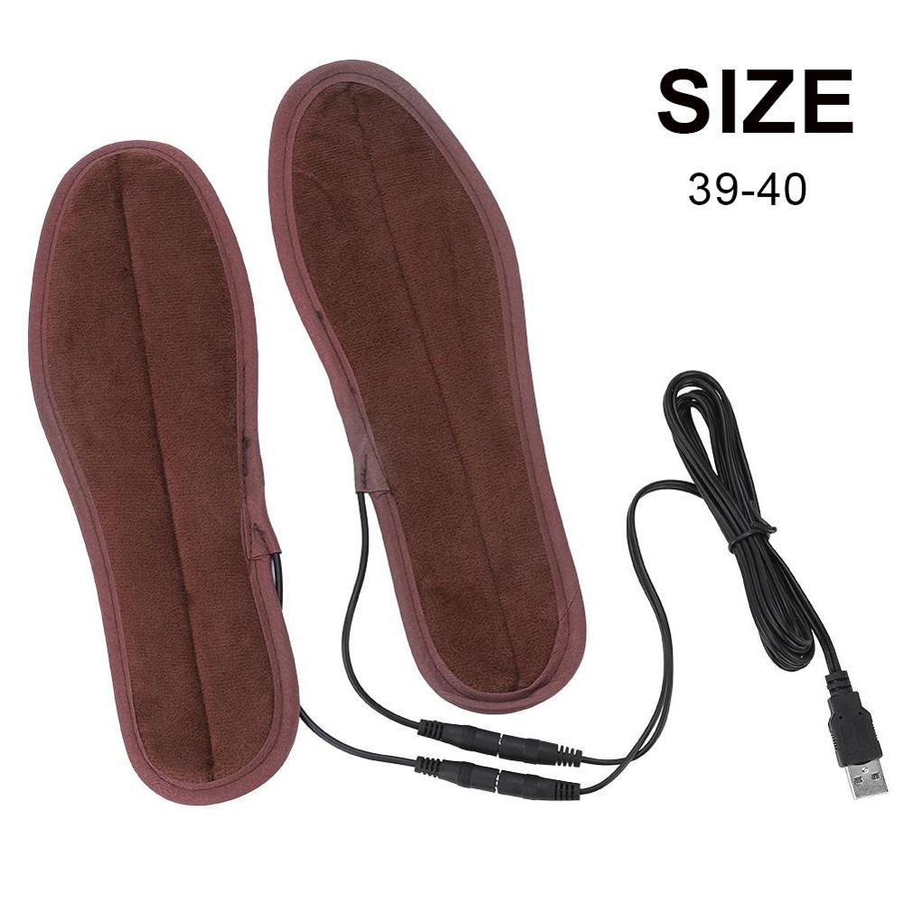 Semelle intérieure unisexe chauffée par USB pour l'hiver, coussin chauffant électrique, Rechargeable, coussin d'alpinisme: 39-40