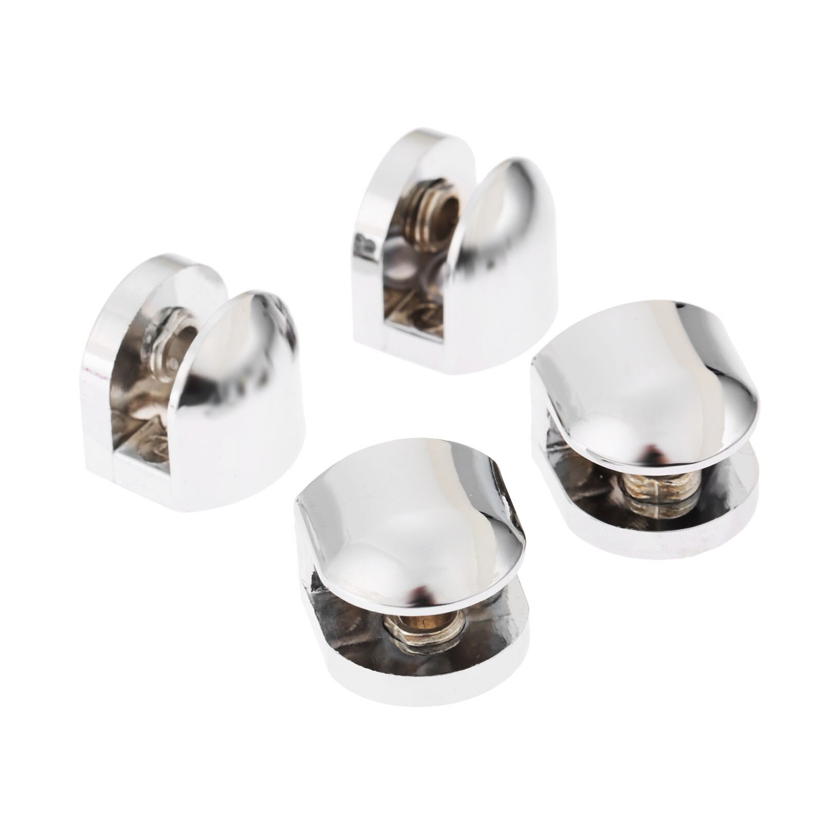 4 st/set utrymme glasklämmor justerbara väggmonterade glashylla klämfäste 5-6mm glastjocklek hållare 20mm x12mm x19mm