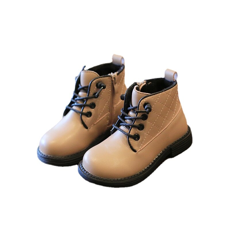 Girls Snow Boots Solid Color Autumn Kids Leather Shoes Boys Ankle Boots Non-slip Children Student Shoes SMG238: SMG238-Pink / CN 21 insole 14cm