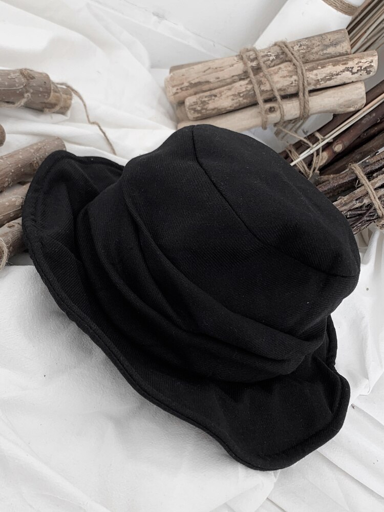 UMI MAO Yamamoto Wind Dark Black Japanese Retro Fisherman Hat Men Women Fold Hat Harajuku Y2k Femme Hombre Gothic