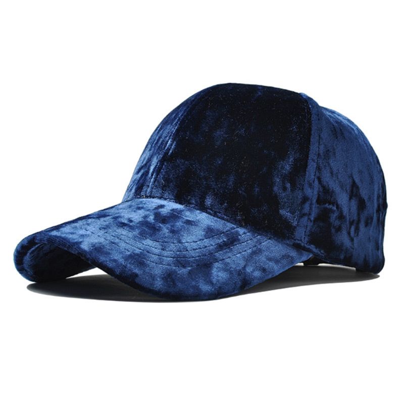 Women Men Winter Faux Velvet Baseball Cap Shiny Solid Color Hip Hop Snapback Hat 28GD: Blue