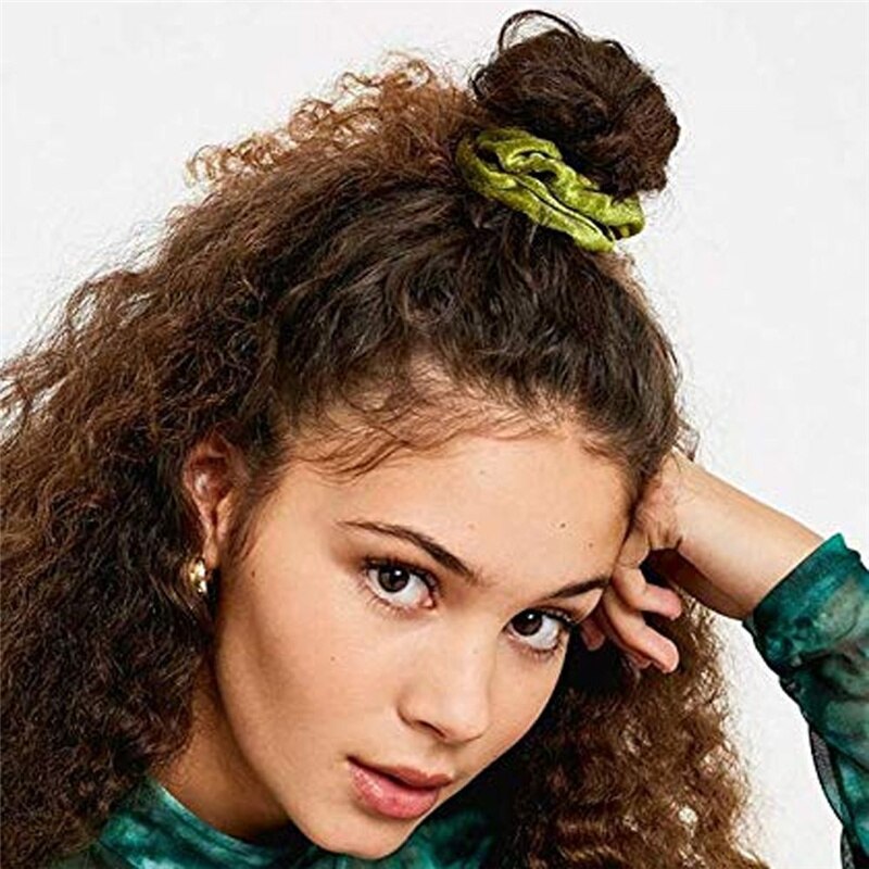 10 Teile/los Frauen Haar Zubehör Gold Samt Krawatte Bündel Styling Scrunchy Elastische Haar Band Darm Ring Bunte Kopfschmuck