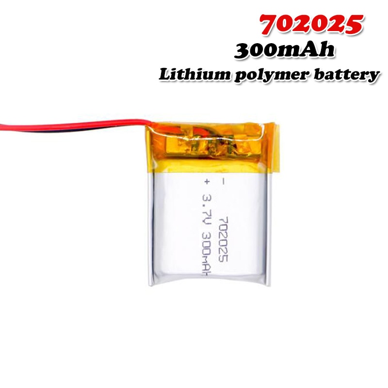 3.7v 300 mah 702025 li- polymer genopladeligt batteri til  mp3 bluetooth headset højttaler videooptager trådløse mus li-ion celler