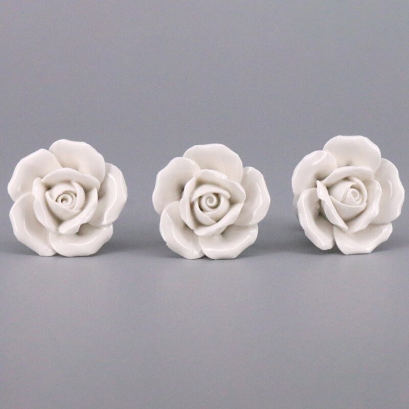 10 stuks handgemaakte vintage keramische kastdeurknoppen met rozenbloem, ladegrepen en handgrepen, witte deurknoppen, meubelgrepen