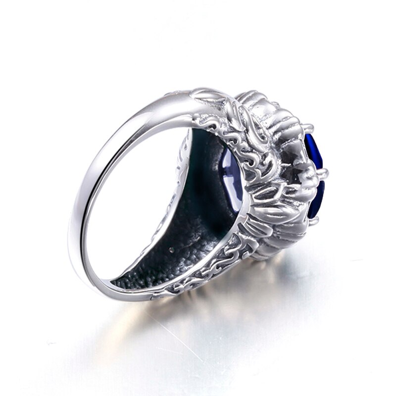 Szjinao Silber Ringe Für Frauen Echt 925 Sterling Silber Ring Jahrgang Neo-gotisch Blau Saphir modisch Schmuck Handgemachte