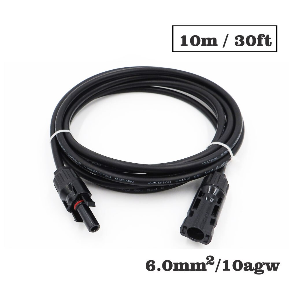 1 Pc X 6mm2 10AWG 3ft 6ft 9ft 15ft 30ft Pv Connector Extension Verbinding Tak Zwarte Parallelle Serie Verleng Kabel: 30ft