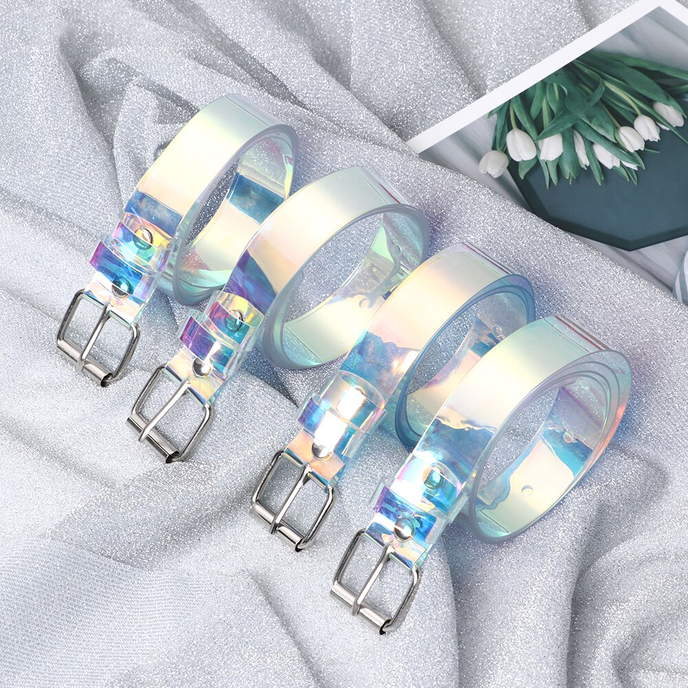 Cintura trasparente di nuova moda trasparente tondo quadrato cuore fibbia ad ardiglione cinturini larghi cintura da donna cintura da donna punk