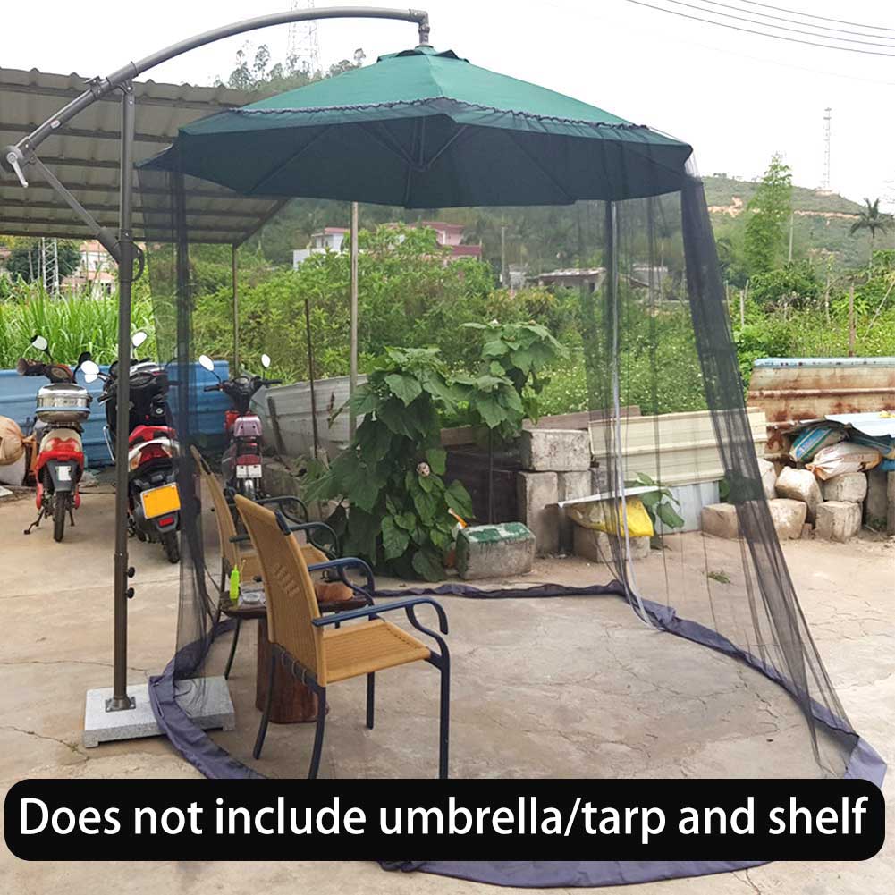 Screen Double Zipper Polyester Mesh Universal Courtyard Cover Cantilever Lawn Table Umbrella Mosquito Net Outdoor Patio Hanging