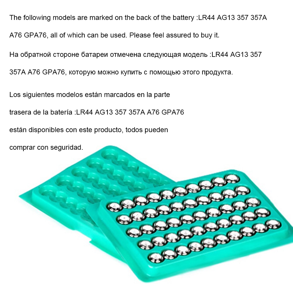 50Pcs LR44 AG13 Originele Alkaline Button Batterijen 357 357A A76 GPA76 Cell Coin Batterij Ag 13 1.5V Voor Horloge