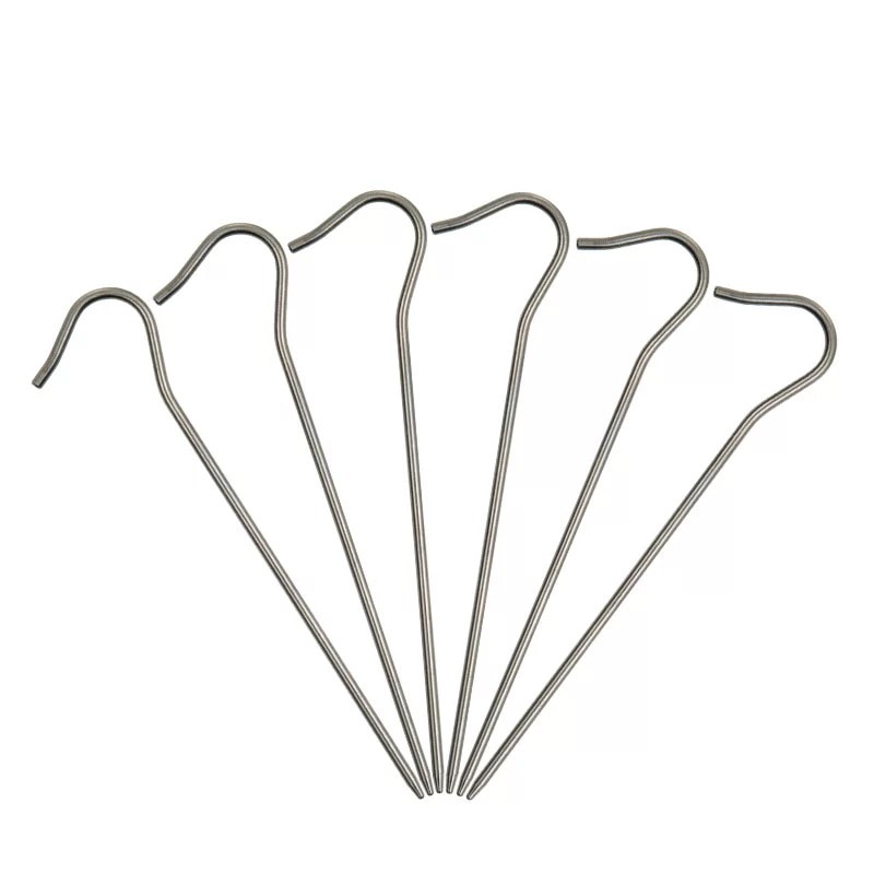 10 Uds. De aleación de titanio Ti carpa, accesorio para acampar al aire libre, carpa, estaca, gancho de curva, diámetro de la cabeza 3,0mm x 165mm