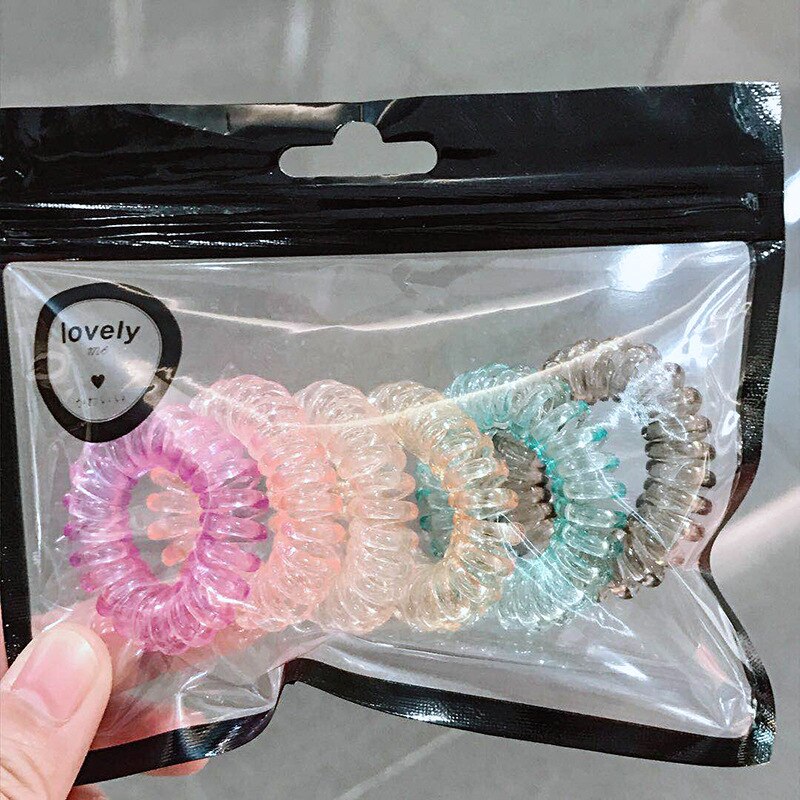 Hoge Elasticiteit Telefoon Spoel Haarbanden Vrouwen Spiraal Haar Banden Meisjes Haar Ringen Touw Effen Kleur Haar Accessoires Gom Scrunchy