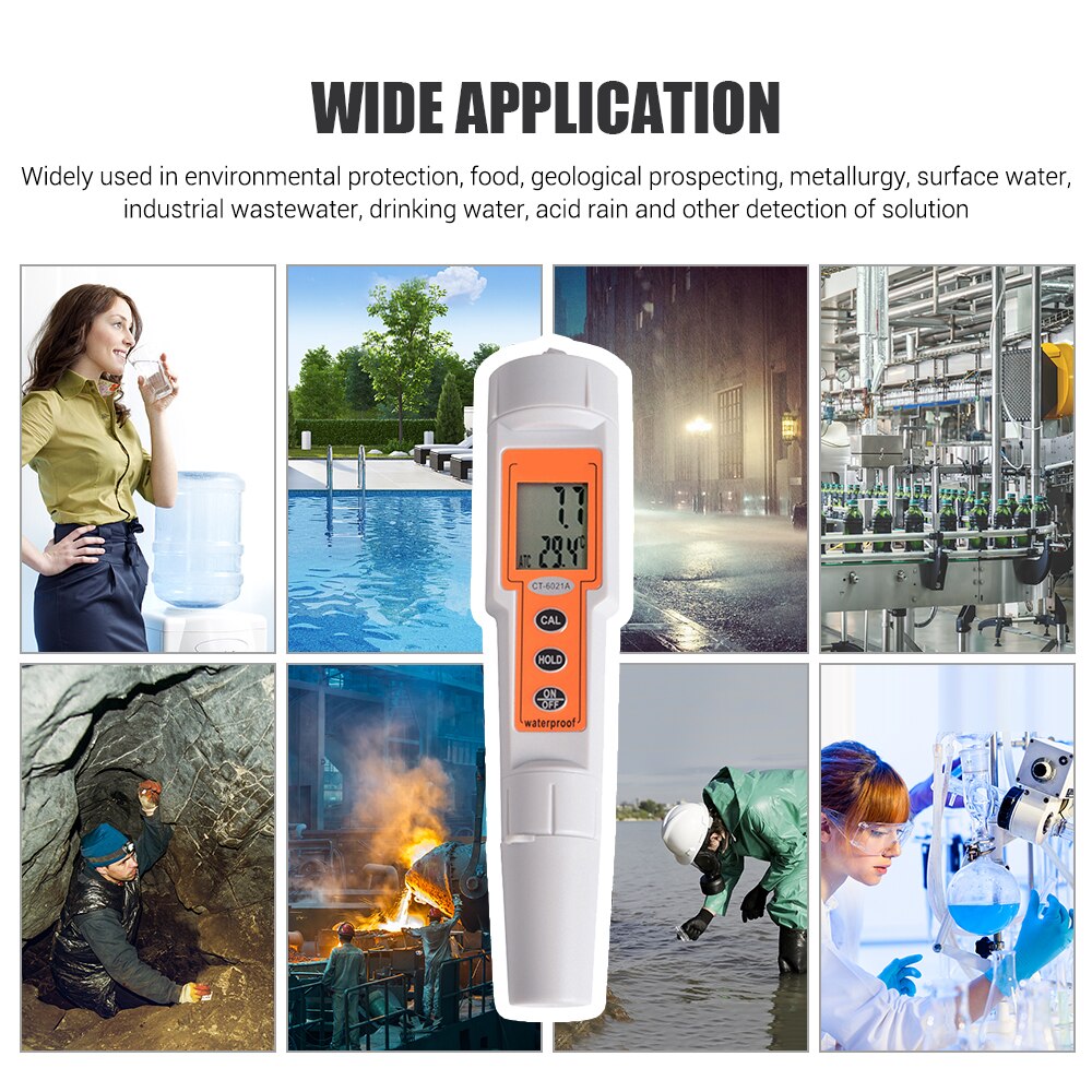 LCD Digital Water PH Tester Temperature Meter with ATC Water Monitor Acidity Alkalinity Analyzer for Drinking Water