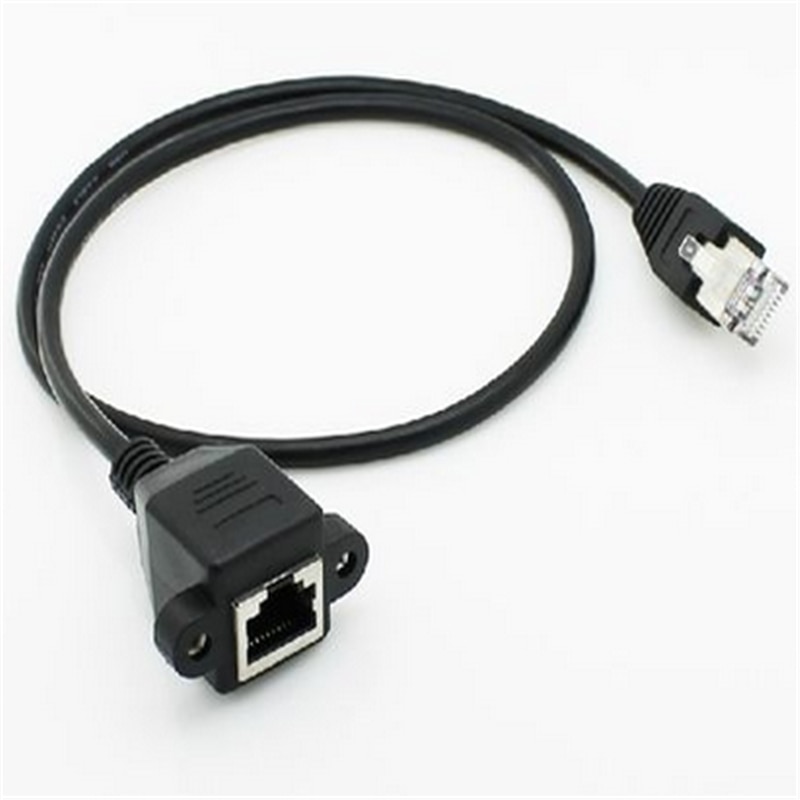 1 stücke 30cm 8Pin RJ45 Kabel Männlich zu Weiblich Schraube Panel Montieren Ethernet LAN Netzwerk 8 Pin Verlängerung Kabel