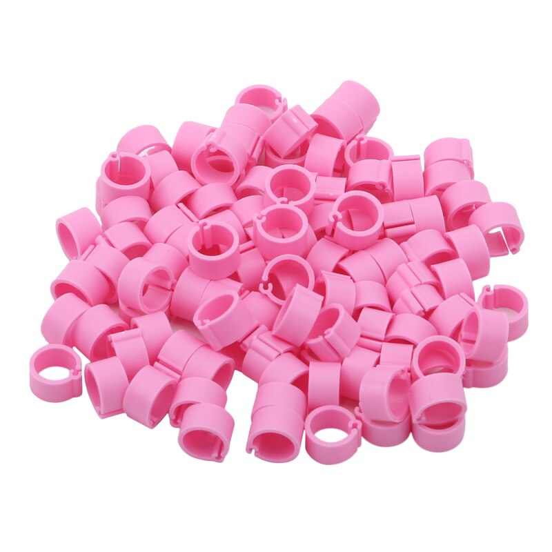 100 Stuks Vogels Voeten Ringen Binnendiameter 8Mm Breedte 7Mm Plastic Clip Ring Duif Duif Kwartel Voet Ring farm Animal Carrier: Pink