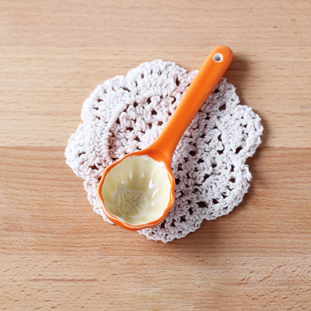 Creatieve Handgeschilderde Fruit Lepel Keramische Lepel Olijfolie Tank Keuken Kruiden Gereedschap Solide Keuken Gereedschap Leuke Lepel: Pumpkin spoon