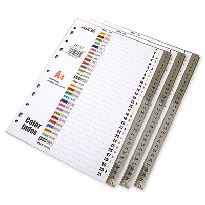 Farverigt løsbladet  a4 bindemiddel indeksdelere arkivmappe papirdelere planlægning notesbog bogmærke kontorbindende forsyninger hj -5: Hj -31 (31 sider)