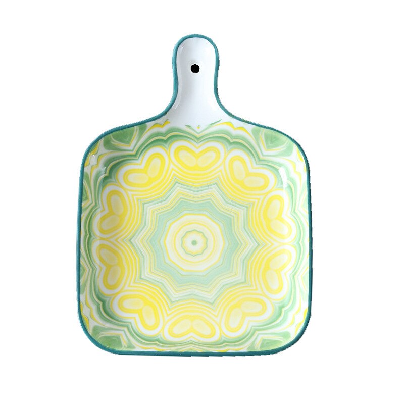 9" Bohemian Ceramic Square Salad Plates Dish Porcelain Baking Tray Dinner Plates Western Dish Japanese Household Dishware Plate